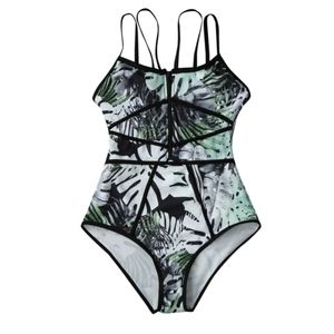 Tropical Print Bathing Suit